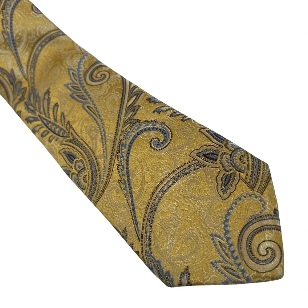 Robert Talbott Necktie Mens OS Gold Blue Paisley‎ Best of Class Nordstrom Silk